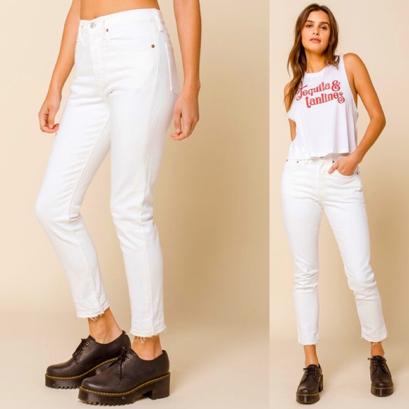 LEVI’S 501 Hi Rise Stretch Skinny Jeans NWT 32 Wht - Picture 1 of 11